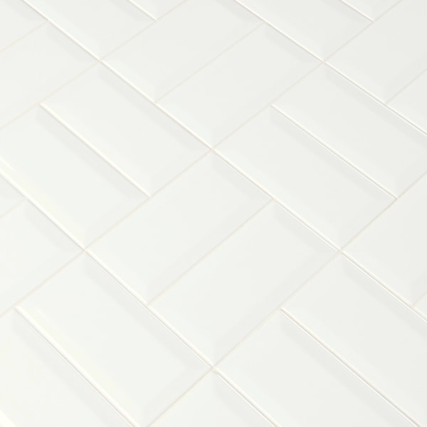 Msi White Glossy Beveled 3 In. X 6 In. Glazed Ceramic Wall Tile, 88PK - ZOR-PT-0500