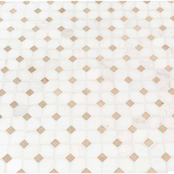 Msi Bianco Dolomite Crema Dotty 12.4 In. X 12.4 In. X 10 Mm Polished Marble Mosaic Tile, 10PK - ZOR-MD-0249