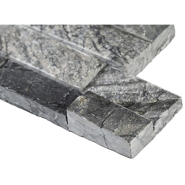 Msi Glacial Black Splitface Ledger Panel 6 In. X 24 In. Natural Marble Wall Tile, 6PK - ZOR-PNL-0034