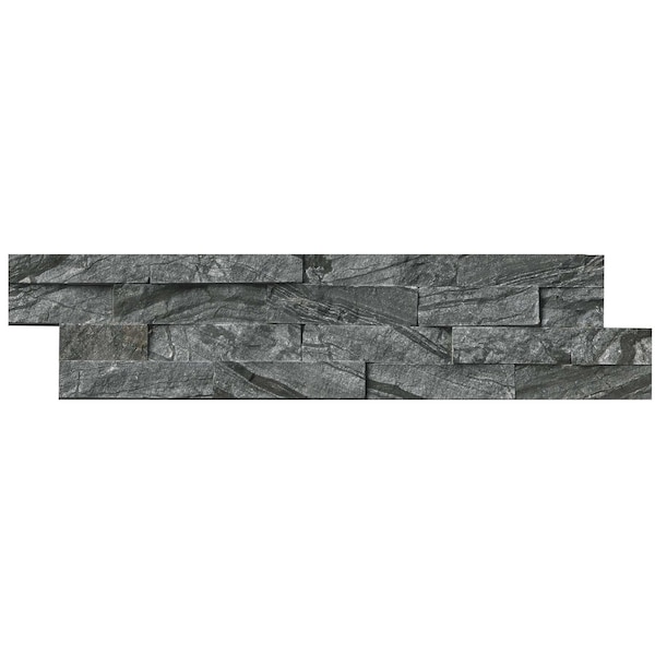 Msi Glacial Black Splitface Ledger Panel 6 In. X 24 In. Natural Marble Wall Tile, 6PK - ZOR-PNL-0034
