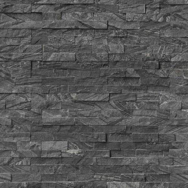 Msi Glacial Black Splitface Ledger Panel 6 In. X 24 In. Natural Marble Wall Tile, 6PK - ZOR-PNL-0034