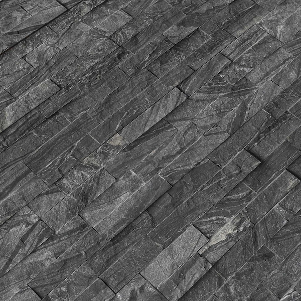 Msi Glacial Black Splitface Ledger Panel 6 In. X 24 In. Natural Marble Wall Tile, 6PK - ZOR-PNL-0034