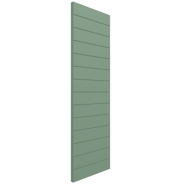 Ekena Millwork True Fit PVC Horizontal Slat Modern Style Fixed Mount Shutters, Track Green, 15W x 29H, PR - TFP001HZ15X029TG