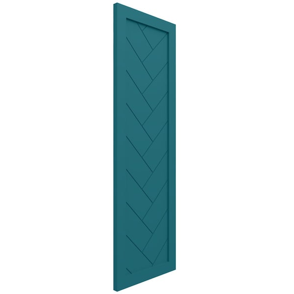 Ekena Millwork True Fit PVC Single Panel Herringbone Modern Style Fixed Mount Shutters, Antigua, 12W x 73H, PR - TFP001HB12X073AN