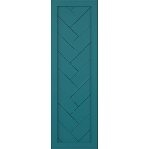 Ekena Millwork True Fit PVC Single Panel Herringbone Modern Style Fixed Mount Shutters, Antigua, 12W x 73H, PR - TFP001HB12X073AN