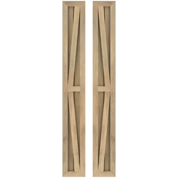 Ekena Millwork Americraft 2-Board Wood 2 Equal Panel Frmd Board-n-Batten Shutters w/Dubl Z-Bar, ARW102BF207X37UNH, PR - ARW102BF207X37UNH