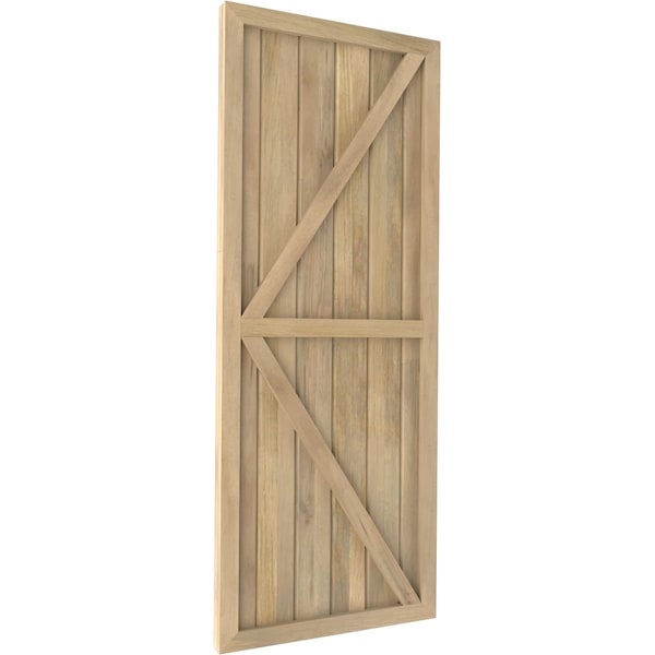 Ekena Millwork Americraft 6-Board Wood 2 Equal Panel Frmd Board-n-Batten Shutters w/Dubl Z-Bar, ARW102BF621X65UNH, PR - ARW102BF621X65UNH