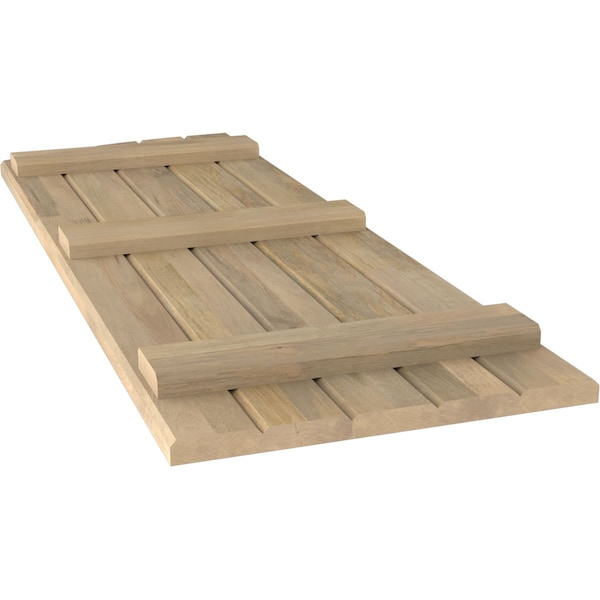 Ekena Millwork Americraft 5-Board (3 Batten) Wood Joined Board-n-Batten Shutters w/Ellipt Top, ARW401BE518X62UNH, PR - ARW401BE518X62UNH