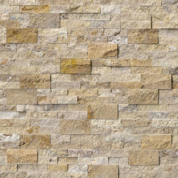 Msi Tuscany Scabas Splitface Ledger Corner 6 In. X 18 In. Natural Travertine Wall Tile, 4PK - ZOR-PNL-0091