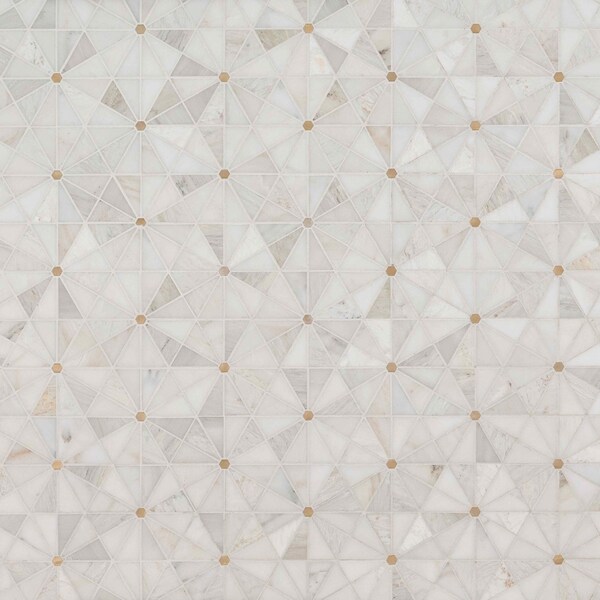 Msi Elegante White Pinweheel Sample Stone Metal Mesh Mounted Mosaic Tile - ZOR-MD-0599-SAM