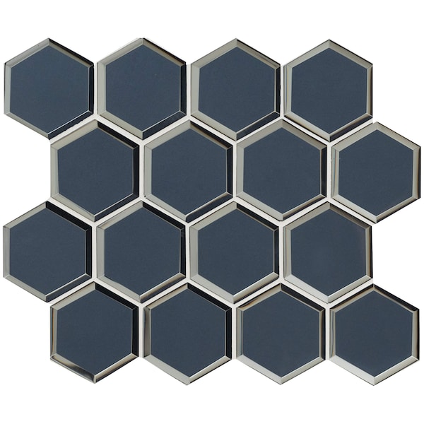 Msi Vague Blue Hexagon 10.51 In. X 12.13 In. Glass Mesh-Mounted Mosaic Tile, 10PK - ZOR-MD-0527