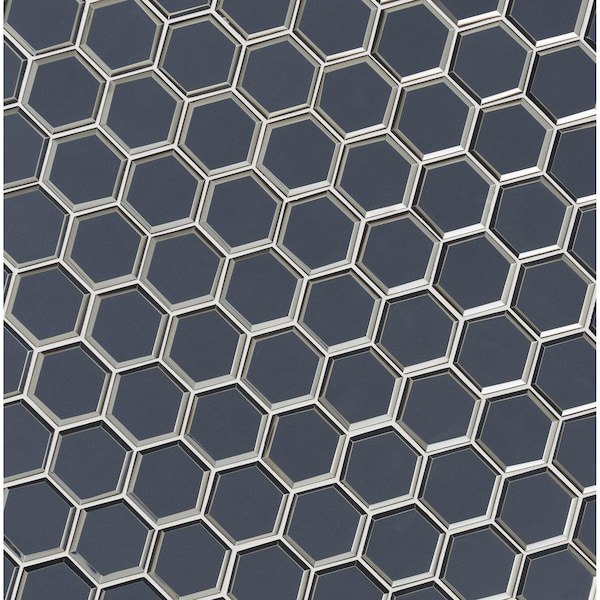 Msi Vague Blue Hexagon 10.51 In. X 12.13 In. Glass Mesh-Mounted Mosaic Tile, 10PK - ZOR-MD-0527