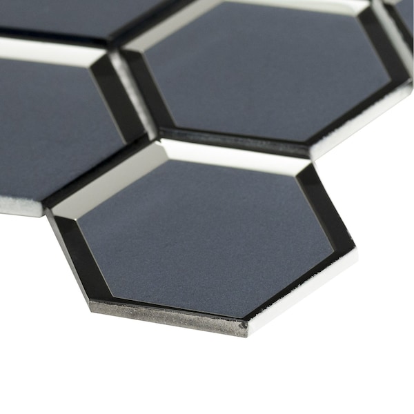Msi Vague Blue Hexagon 10.51 In. X 12.13 In. Glass Mesh-Mounted Mosaic Tile, 10PK - ZOR-MD-0527