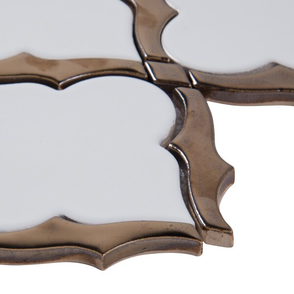 Msi Victorian Light Arabesque SAMPLE Glossy Porcelain Mesh-Mounted Mosaic Tile - ZOR-MD-0505-SAM
