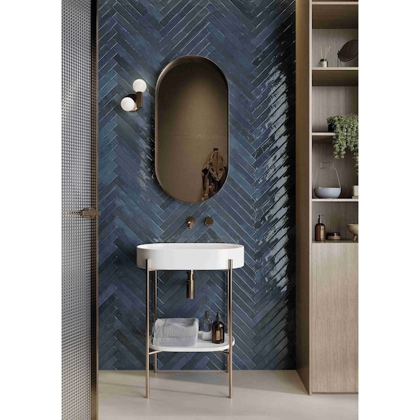 Msi Flamenco Hale Navy Brick  2'' X 18'' Glossy Porcelain Floor And Wall Tile, 32PK - ZOR-PT-0770