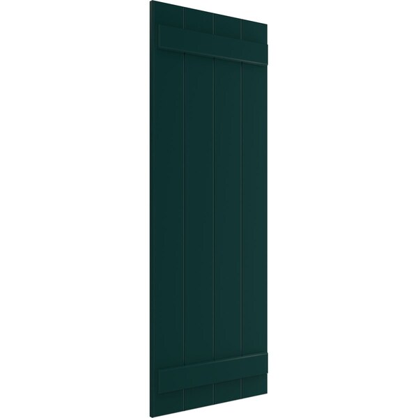 Ekena Millwork True Fit PVC Four Board Joined Board-n-Batten Shutters, Thermal Green, 21 1/2W x 28H, PR - TFP101BBF21X028FG