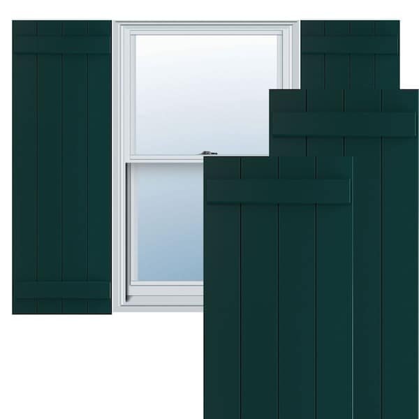 Ekena Millwork True Fit PVC Four Board Joined Board-n-Batten Shutters, Thermal Green, 21 1/2W x 28H, PR - TFP101BBF21X028FG