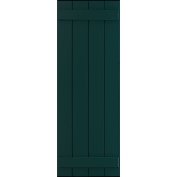 Ekena Millwork True Fit PVC Four Board Joined Board-n-Batten Shutters, Thermal Green, 21 1/2W x 28H, PR - TFP101BBF21X028FG