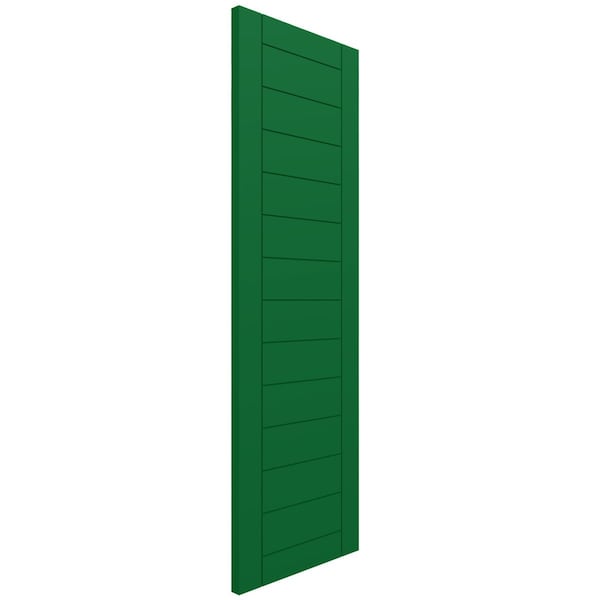 Ekena Millwork True Fit PVC Horizontal Slat Framed Modern Style Fixed Mount Shutters, Viridian Green, 18W x 44H, PR - TFP001HF18X044HG