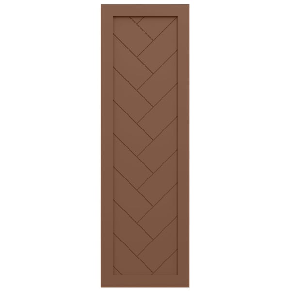 Ekena Millwork True Fit PVC Single Panel Herringbone Modern Style Fixed Mount Shutters, Burnt Toffee, 12W x 45H, PR - TFP001HB12X045BT