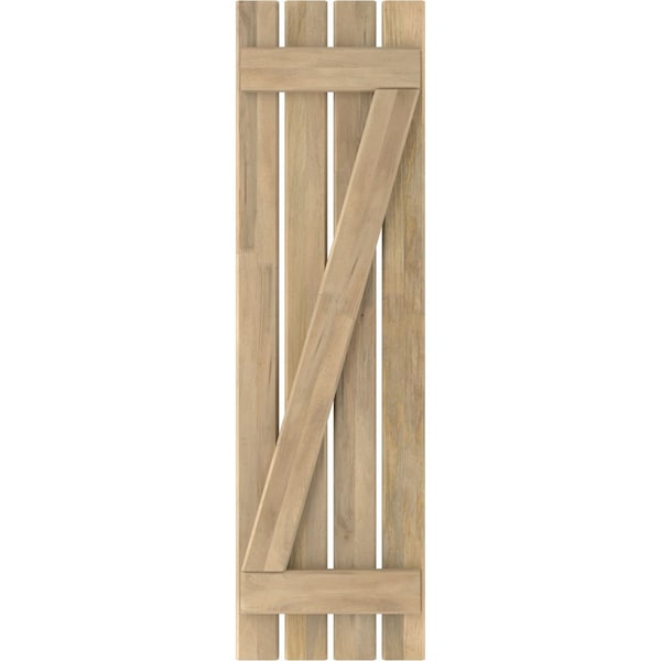 Ekena Millwork Americraft 4-Board (2 Batten) Wood Spaced Board-n-Batten Shutters w/ Z-Bar, ARW102SB415X69UNH, PR - ARW102SB415X69UNH