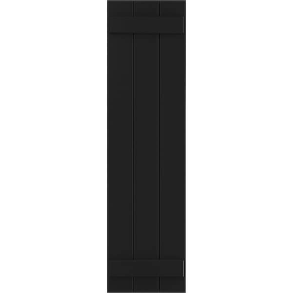 Ekena Millwork True Fit PVC Three Board Joined Board-n-Batten Shutters, Black, 16 1/8W x 76H, PR - TFP101BBF16X076BL