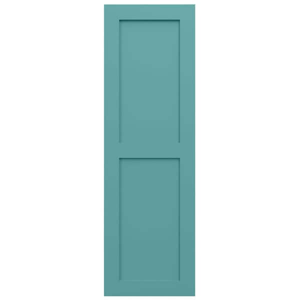 Ekena Millwork True Fit PVC Two Equal Flat Panel Shutters, Pure Turquoise, 12W x 31H, PR - TFP101FPF12X031PT