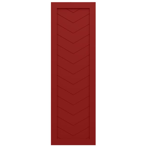 Ekena Millwork True Fit PVC Single Panel Chevron Modern Style Fixed Mount Shutters, Fire Red, 12W x 70H, PR - TFP001CV12X070BR