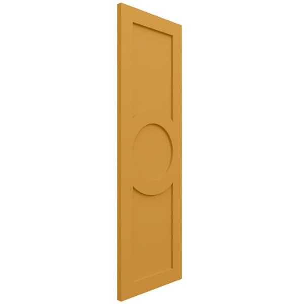 Ekena Millwork True Fit PVC Center Circle Arts & Crafts Fixed Mount Shutters, Turmeric, 18W x 41H, PR - TFP001AC18X041TU