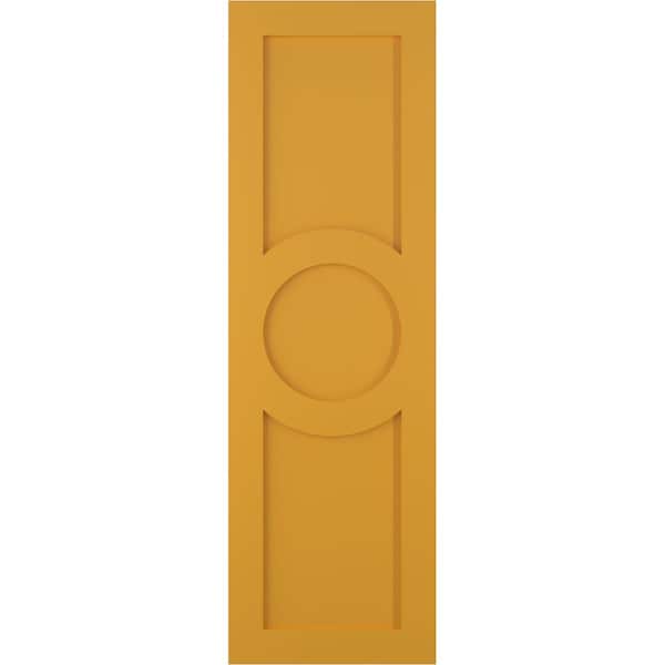 Ekena Millwork True Fit PVC Center Circle Arts & Crafts Fixed Mount Shutters, Turmeric, 18W x 41H, PR - TFP001AC18X041TU