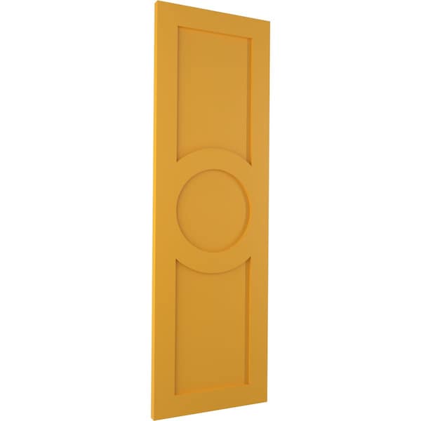 Ekena Millwork True Fit PVC Center Circle Arts & Crafts Fixed Mount Shutters, Turmeric, 18W x 41H, PR - TFP001AC18X041TU
