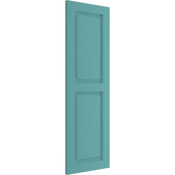 Ekena Millwork True Fit PVC, Two Equal Raised Panel Shutters, Pure Turquoise, 12W x 79H, PR - TFP101RPF12X079PT
