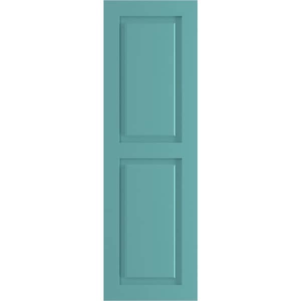 Ekena Millwork True Fit PVC, Two Equal Raised Panel Shutters, Pure Turquoise, 12W x 79H, PR - TFP101RPF12X079PT