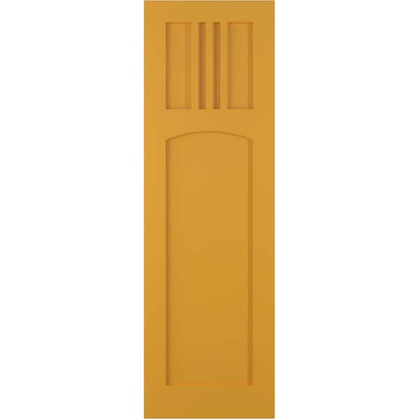 Ekena Millwork True Fit PVC San Miguel Mission Style Fixed Mount Shutters, Turmeric, 15W x 68H, PR - TFP001SM15X068TU