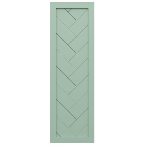 Ekena Millwork True Fit PVC Single Panel Herringbone Modern Style Fixed Mount Shutters, Seaglass, 18W x 61H, PR - TFP001HB18X061SG