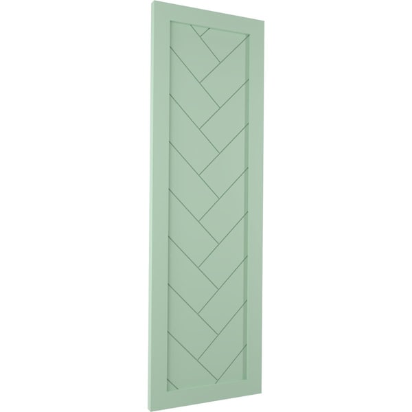 Ekena Millwork True Fit PVC Single Panel Herringbone Modern Style Fixed Mount Shutters, Seaglass, 18W x 61H, PR - TFP001HB18X061SG