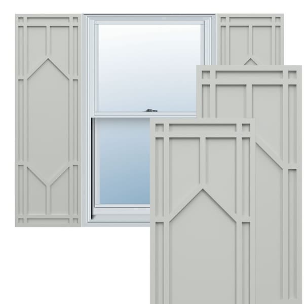 Ekena Millwork True Fit PVC Shaker Fixed Mount Shutters, Hailstorm Gray, 15W x 80H, PR - TFP001SK15X080ST