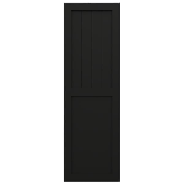 Ekena Millwork True Fit PVC Farmhouse/Flat Panel Combination Fixed Mount Shutters, Black, 18W x 77H, PR - TFP101FC18X077BL
