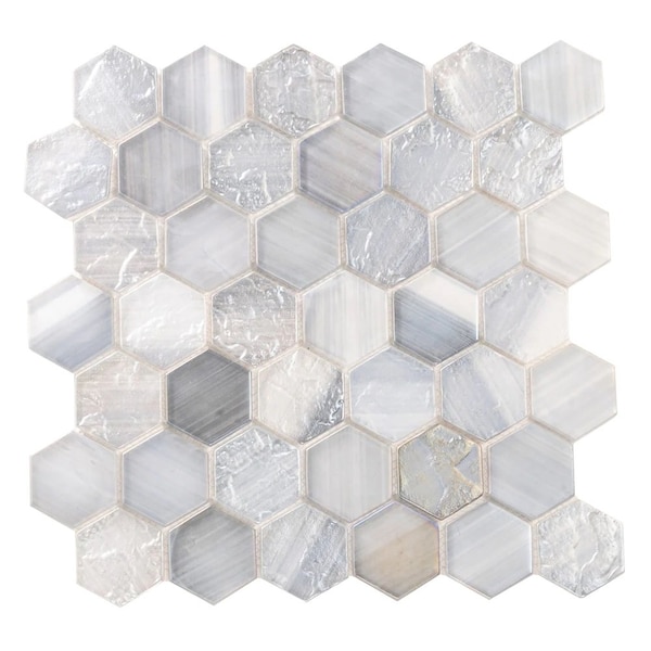 Apollo Tile Verre 11.7 in. x 11.8 in. Matte Grey Glass Mosaic Wall and Floor Tile 9.6 sq ft/case - 10 pack - SEA88HX01GRA
