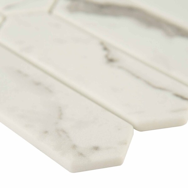 Msi Statuario Celano Picket 14 In. X 9.5 In. X 6 Mm Glass Mesh-Mounted Mosaic Tile, 15PK - ZOR-MD-0314