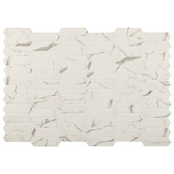 Msi Statuario Celano Picket 14 In. X 9.5 In. X 6 Mm Glass Mesh-Mounted Mosaic Tile, 15PK - ZOR-MD-0314