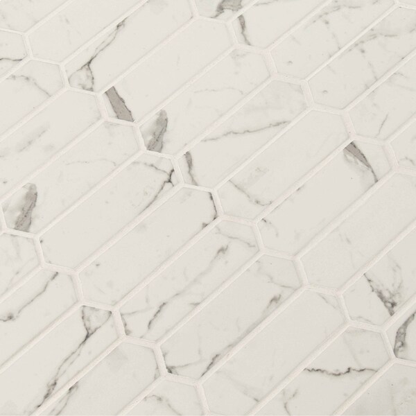 Msi Statuario Celano Picket 14 In. X 9.5 In. X 6 Mm Glass Mesh-Mounted Mosaic Tile, 15PK - ZOR-MD-0314