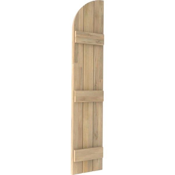 Ekena Millwork Americraft 3-Board (3 Batten) Wood Joined Board-n-Batten Shutters w/ Arch Top, ARW401BQ311X48UNH, PR - ARW401BQ311X48UNH