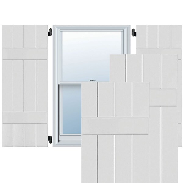 Ekena Millwork Exterior 4 Board (2 Batten) Wood Sapele Mahogany Board-n-Batten Shutters, Primed PR, RWB15X042PRM - RWB15X042PRM