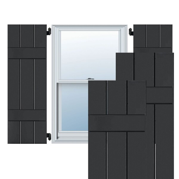 Ekena Millwork Exterior 3 Board (2 Batten) Wood Sapele Mahogany Board-n-Batten Shutters, Black PR, RWB12X077BLM - RWB12X077BLM