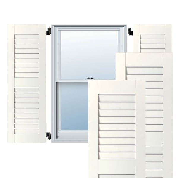 Ekena Millwork 12"W x 62"H Exterior Real Wood Pine Open Louvered Shutters, White PR - RWL12X062WHP