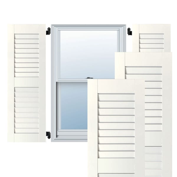 Ekena Millwork 15"W x 45"H Exterior Real Wood Pine Open Louvered Shutters, Primed PR - RWL15X045PRP