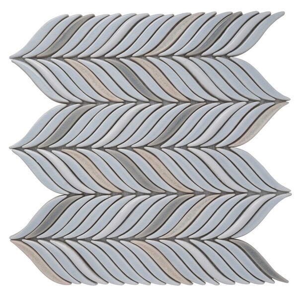 Apollo Tile White; Blue 10.2 in x 11.8 in Ceramic Glossy Wall Mosaic Tile 4.18 sqft/case, 5PK - APLCMC8801A