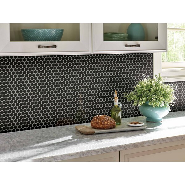 Msi Penny Round Nero 12.32 In. X 11.38 In. X 6Mm Porcelain Mesh-Mounted Mosaic Tile, 15PK - ZOR-MD-0231