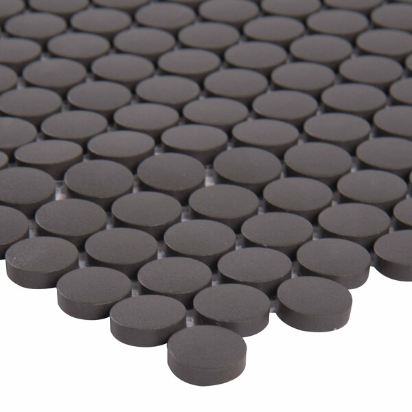 Msi Penny Round Nero 12.32 In. X 11.38 In. X 6Mm Porcelain Mesh-Mounted Mosaic Tile, 15PK - ZOR-MD-0231